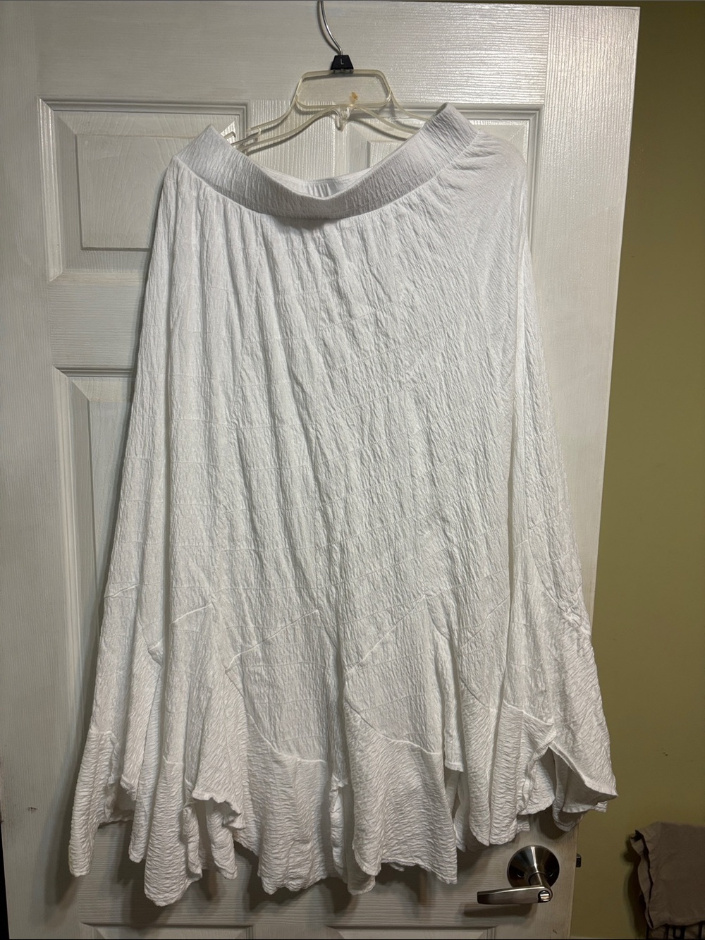 FP Beach L Women's White Flowy A-Line Maxi Skirt slightly sheer